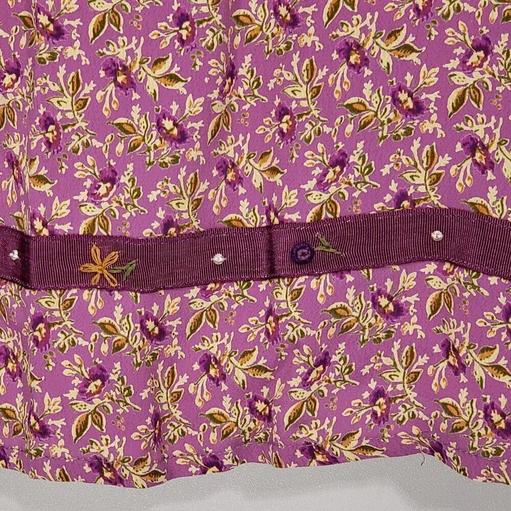 April Cornell  Purple Floral Skirt  Size Small  Cottagecore Grandmacore Feminine - Picture 5 of 5